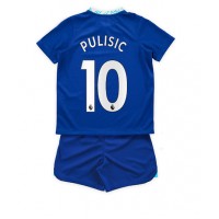 Chelsea Christian Pulisic #10 Hjemmebanesæt Børn 2022-23 Kortærmet (+ Korte bukser)